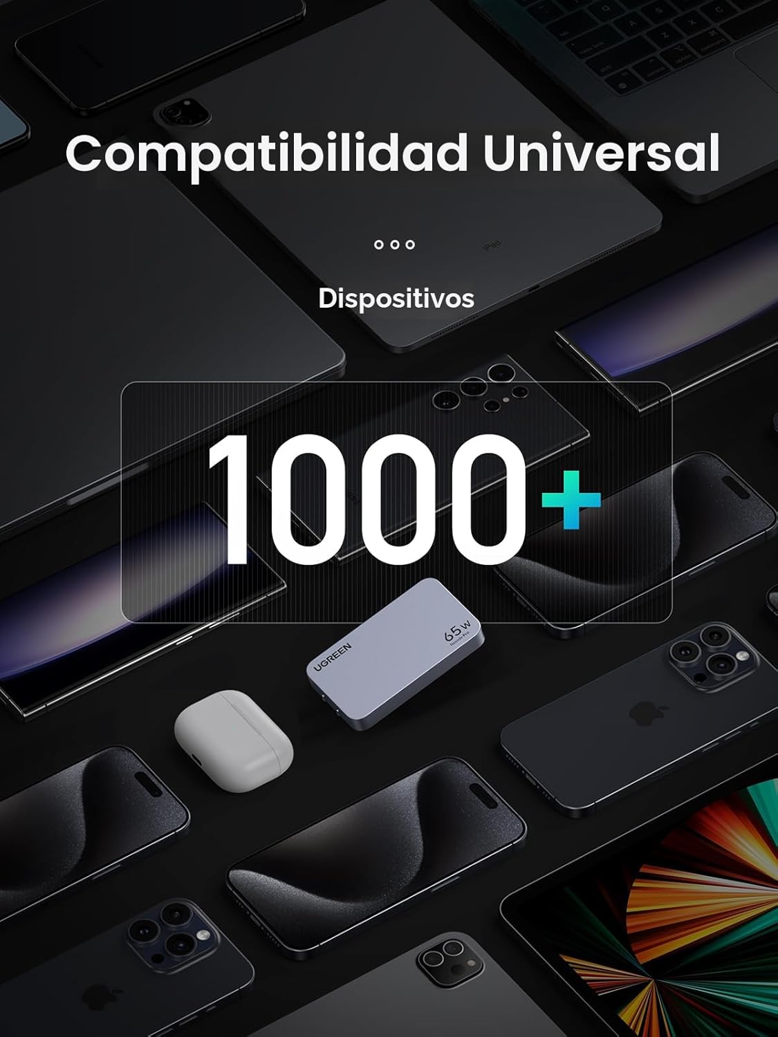 UGREEN Nexode Pro 65W GaN Plano — 3 puertos ultrafino