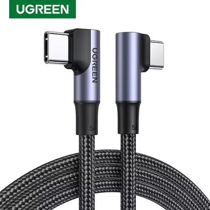 UGREEN Cable USB-C 90° 100W — Ángulo 90° Doble (2m)