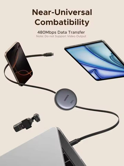 UGREEN Cable USB-C Retráctil 100W — iPhone / MacBook / Samsung