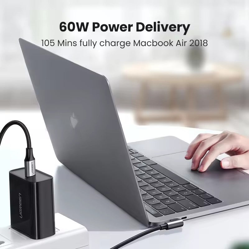 UGREEN Cable USB-C 90° 100W — Ángulo 90° Doble (2m)