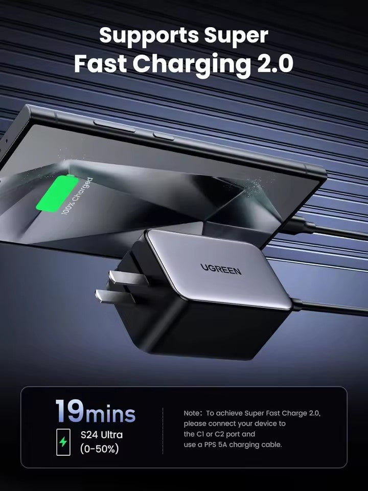 UGREEN Nexode 65W GaN 4 puertos — Plegable Viaje