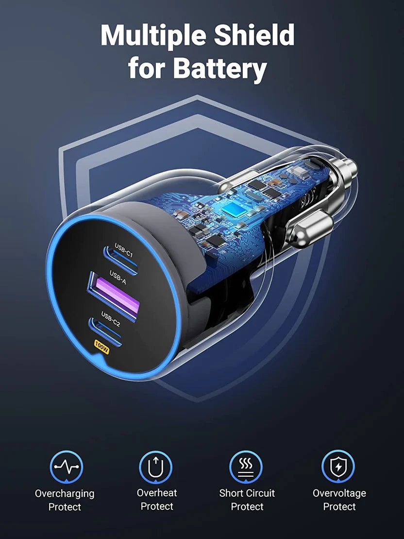 UGREEN 130W Cargador Coche USB-C