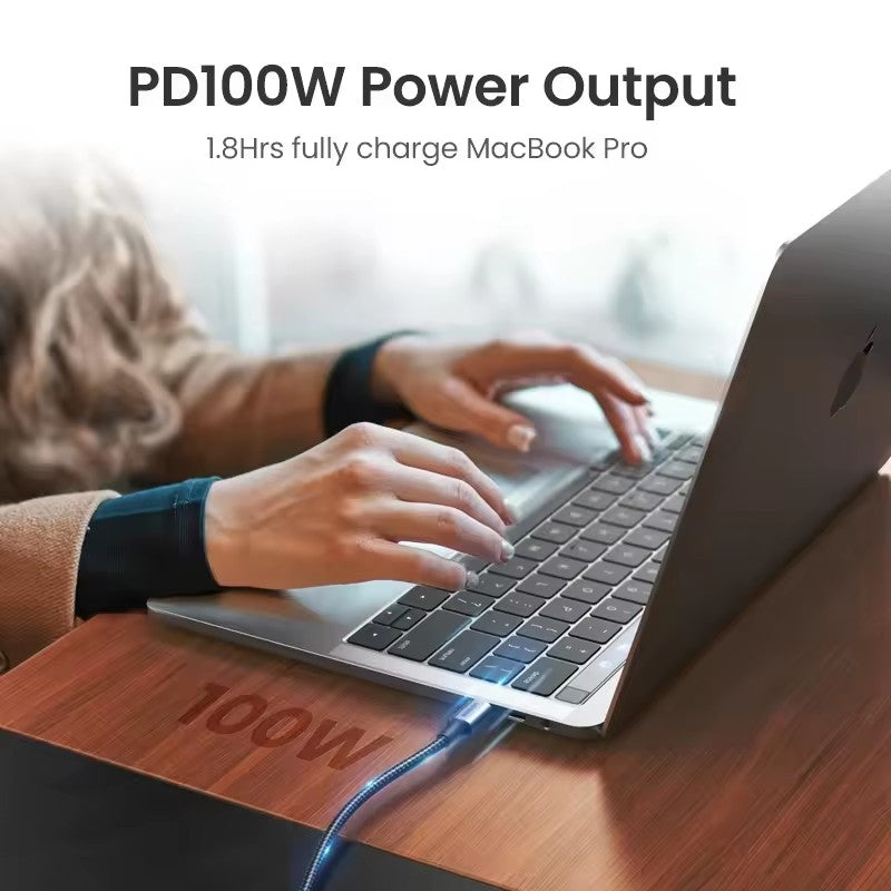 UGREEN US334 Cable USB-C 90° 100W — 5A PD  (1m)